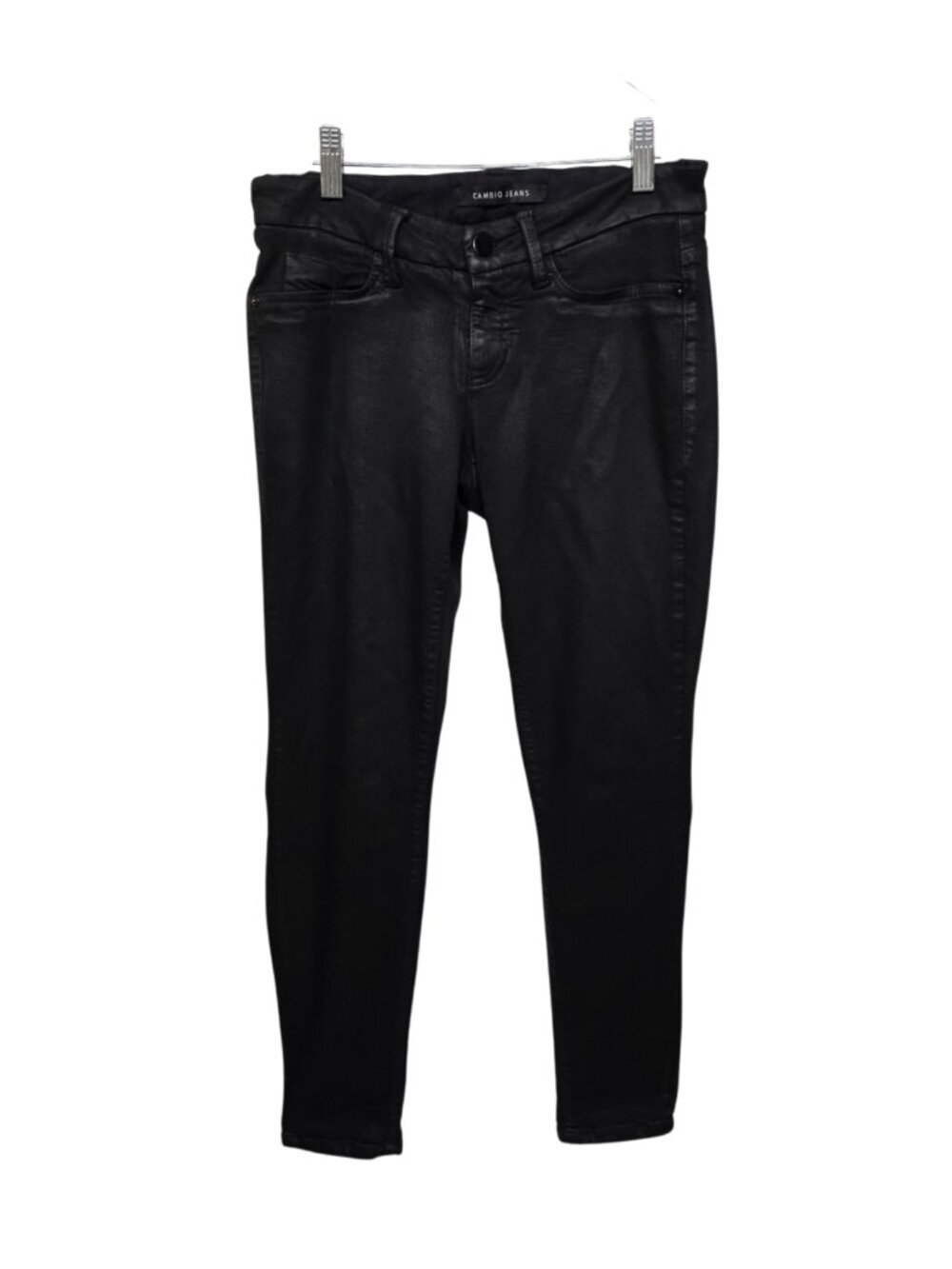 Cambio Jeans Womens Superstretch Pants Low Rise Shiny Black Size 4